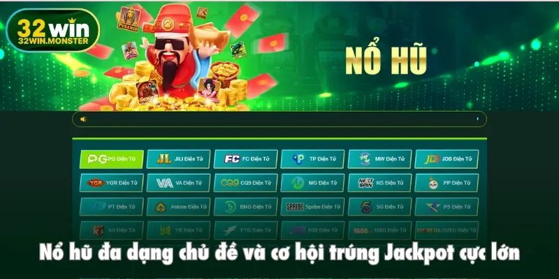 Nổ hũ đa dạng chủ đề và cơ hội trúng Jackpot cực lớn